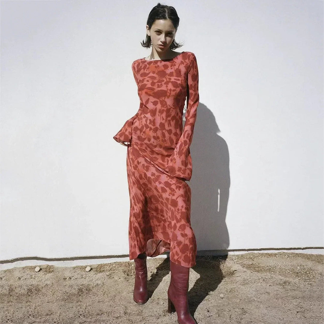 Levoire | Robe Maxi Avec Motif Floral Et Manches Longues