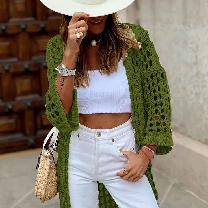 Levoire | Gilet Crocheté Élégant Et Confortable Vert kaki