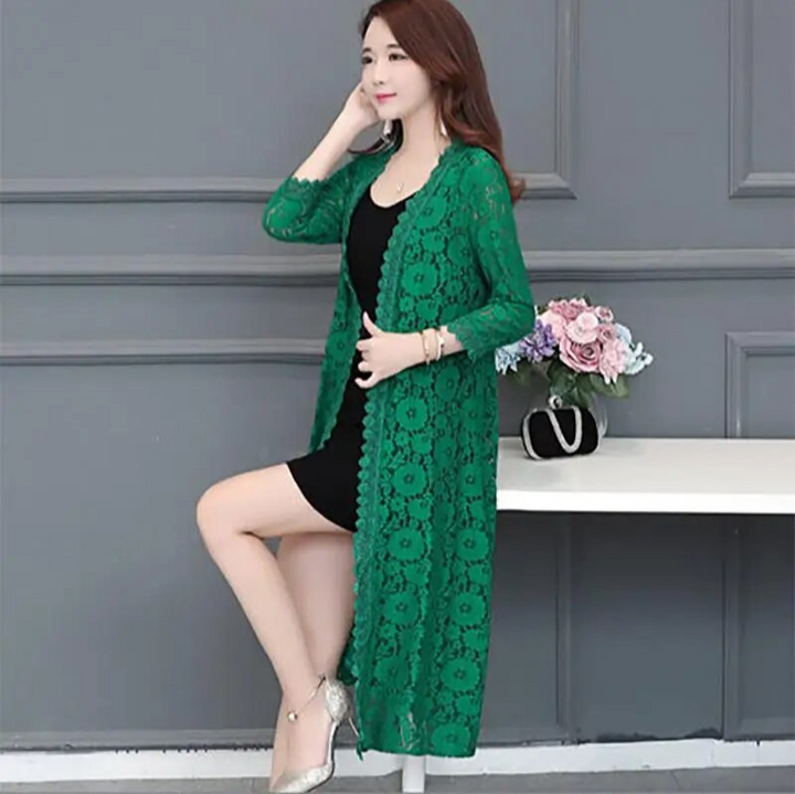 Levoire | Élégante veste pour femmes cardigan long à bords Vert
