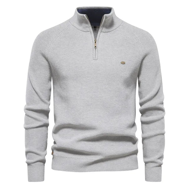 Levoire | Pull À Col Rond Pour Hommes En Coton Tricoté Gris clair