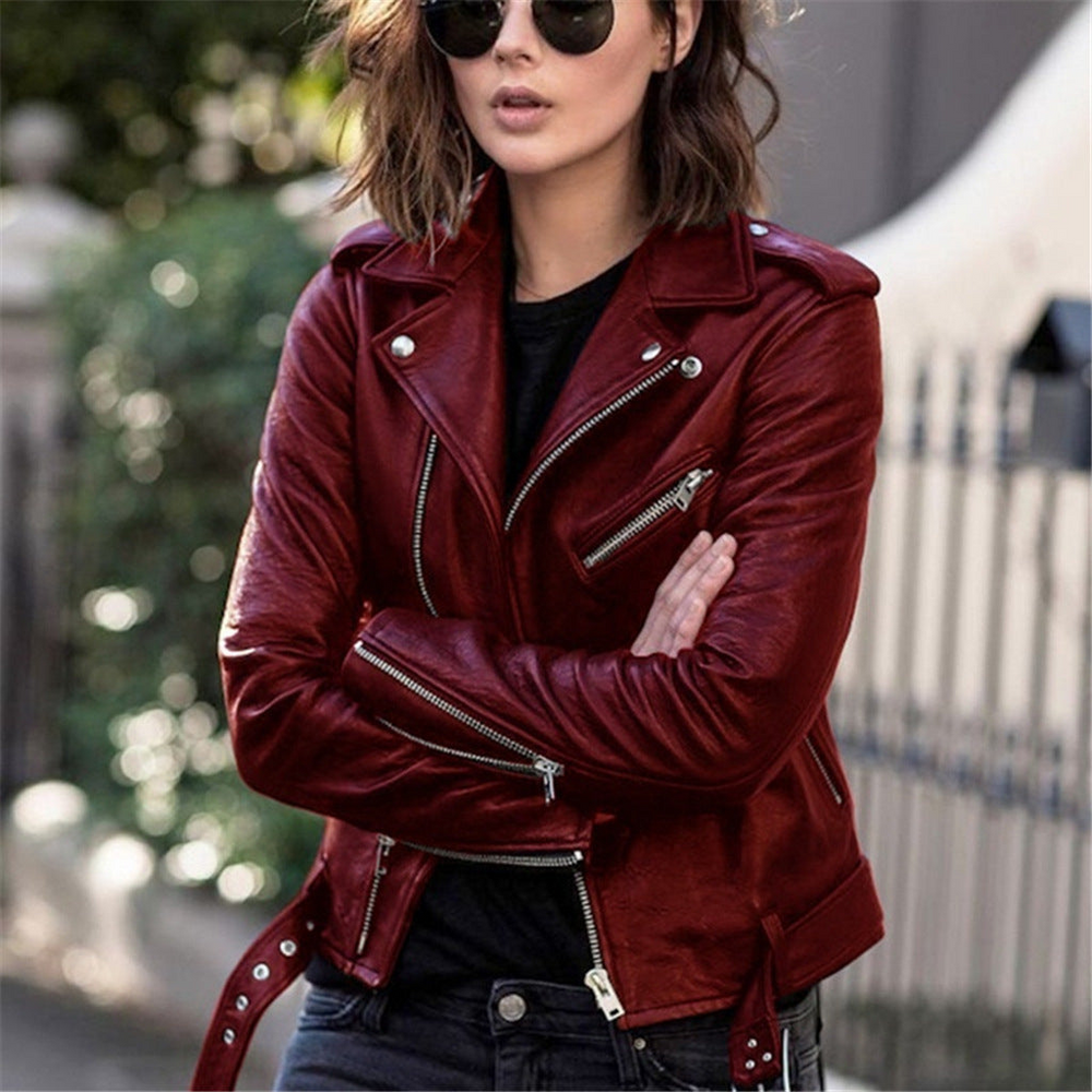Levoire | Veste tendance pour femmes look cuir polyvalent Rouge vin