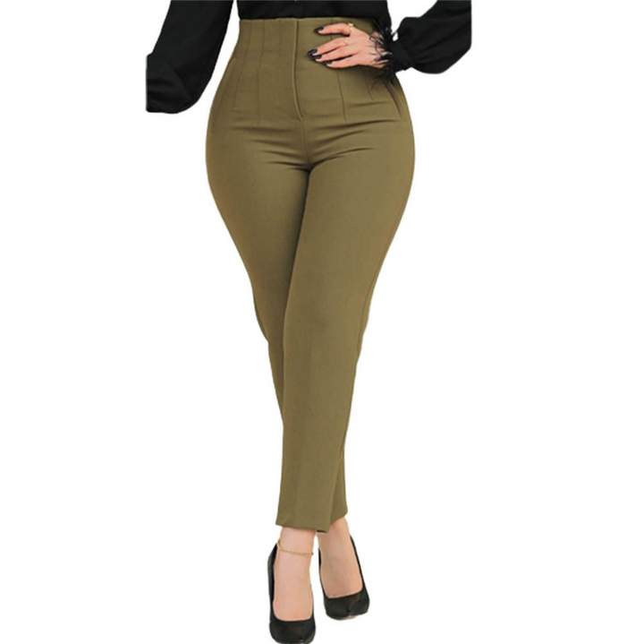 Levoire | Pantalon Haut Taill Femme En Coupe Moderne Armée verte