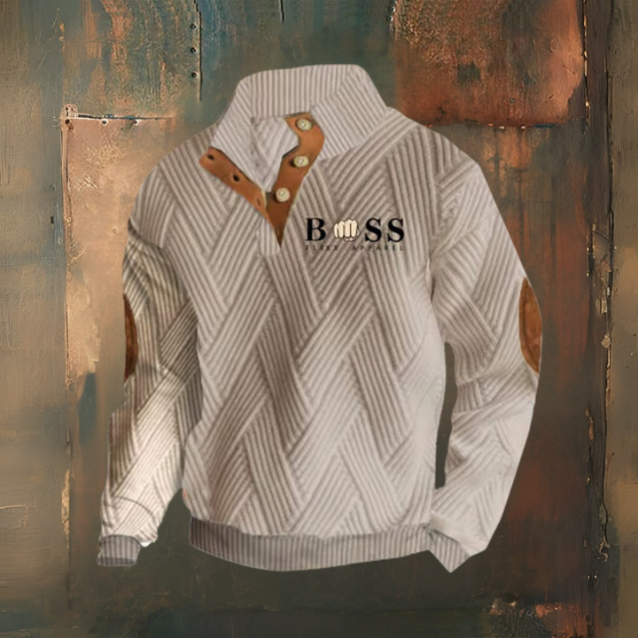 Levoire | Design Rétro Lettres Jacquard Motif Carreaux Tissu Pull Décontracté Khaki