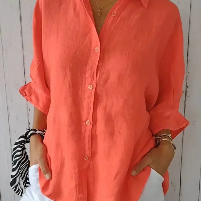 Levoire | Rennot Shirt Formé Avec Des Boutons Et Un Lien À L'Arrière Orange