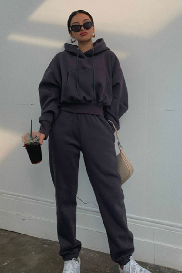 Levoire | Sweat à capuche et pantalon modernes et cool Gris Foncé