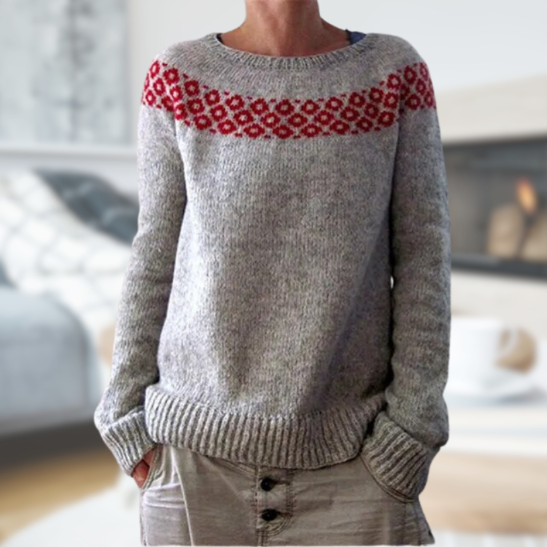 Levoire | Chauffe Pull Femmes Le Soir Rouge et Gris