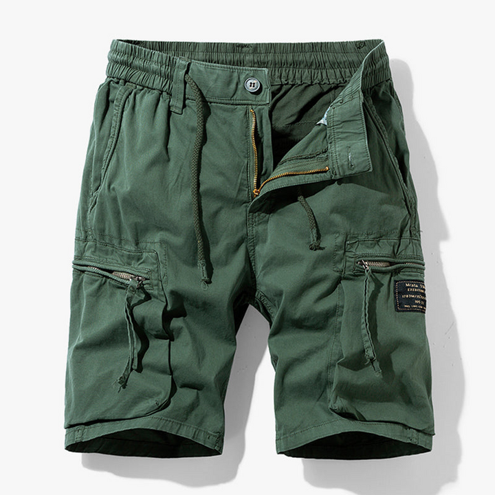 Levoire | Short léger d'été cargo pour hommes avec poches pratiques vert olive