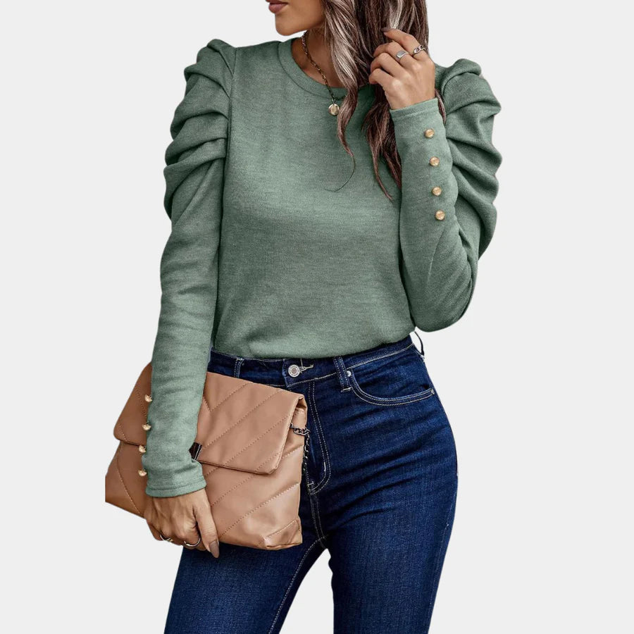 Levoire | Chemisier Femme Chemisier Simple Top Avec Manches Bouffantes Pour Femmes Vert