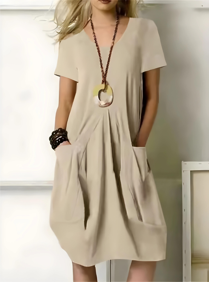 Levoire | Robe Élégante Avec Poches Beige