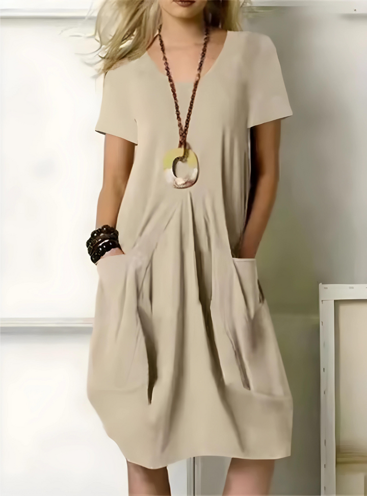 Levoire | Robe Élégante Avec Poches Beige