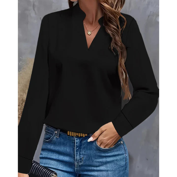 Levoire | Blouse à col en V à manches longues Confortable Noir