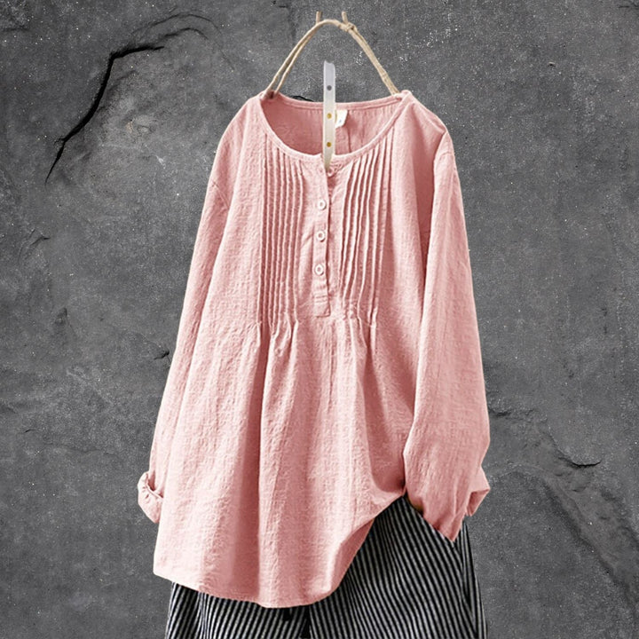 Levoire | Boho-Chic Blouse-Shirt - Avec Patte De Boutonnage Et Froncements Rosa hell