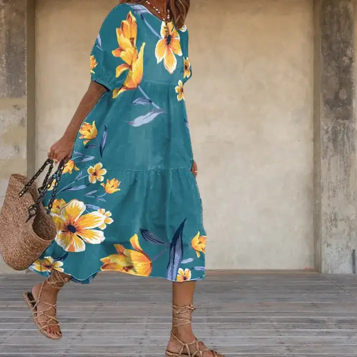 Levoire | Belle Robe À Fleurs Vert