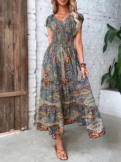 Levoire | Robe Maxi Avec Imprimé Vibrant Et Manches Courtes 2XL