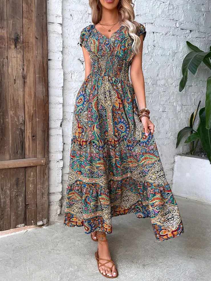 Levoire | Robe Maxi à Imprimé Vivant et à Manches Courtes 2XL