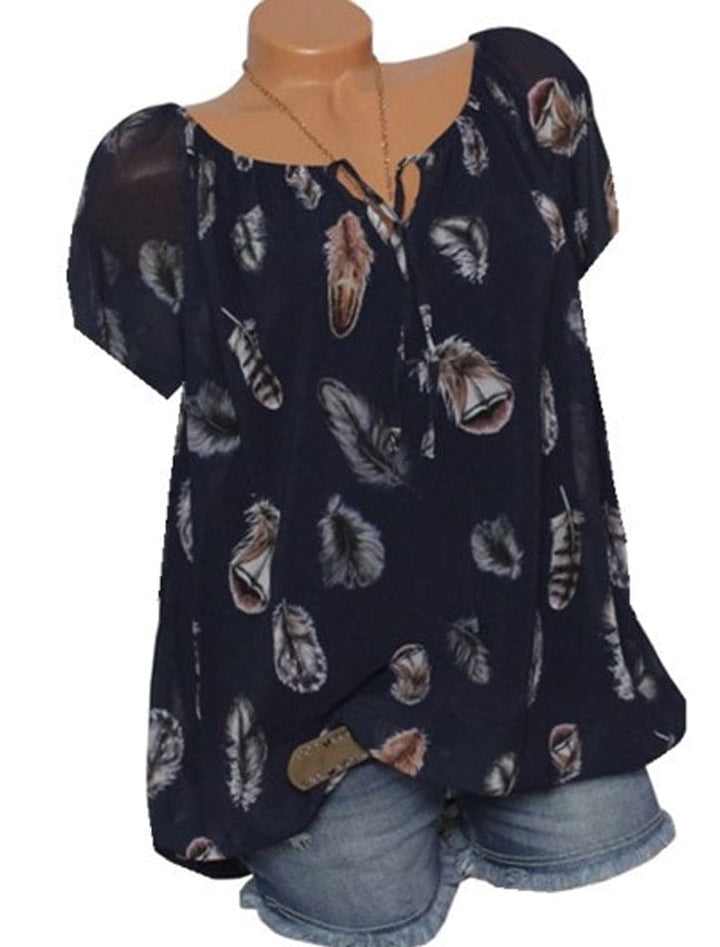 Levoire | Blouse Ajustée Avec Motif Plumes Bleu foncé