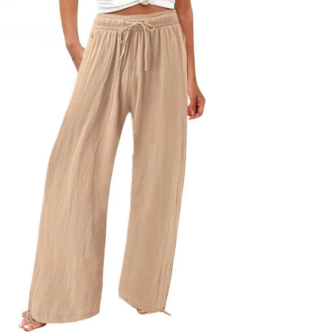 Levoire | Pantalons De Loisirs En Coton Et Lin Pour Femmes Khaki