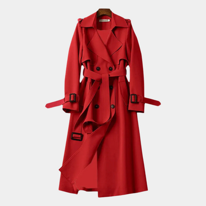 Levoire | Long Trench Coat Femmes Chaud Rot