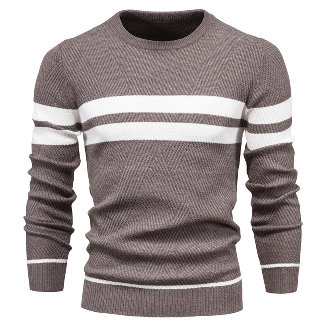 Levoire | Pull en tricot avec col rond pour hommes Braun