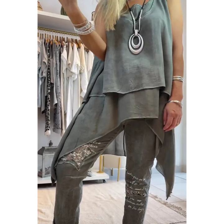 Levoire | Lssiges Sans Manche Top Et Pantalon Troit Pour Femmes