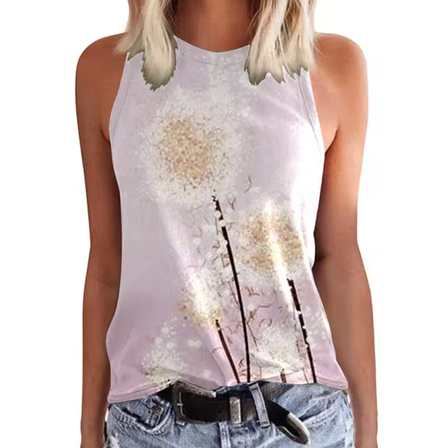 Levoire | T-Shirts Sans Manches Avec Imprimé Floral Rosa Löwenzähne