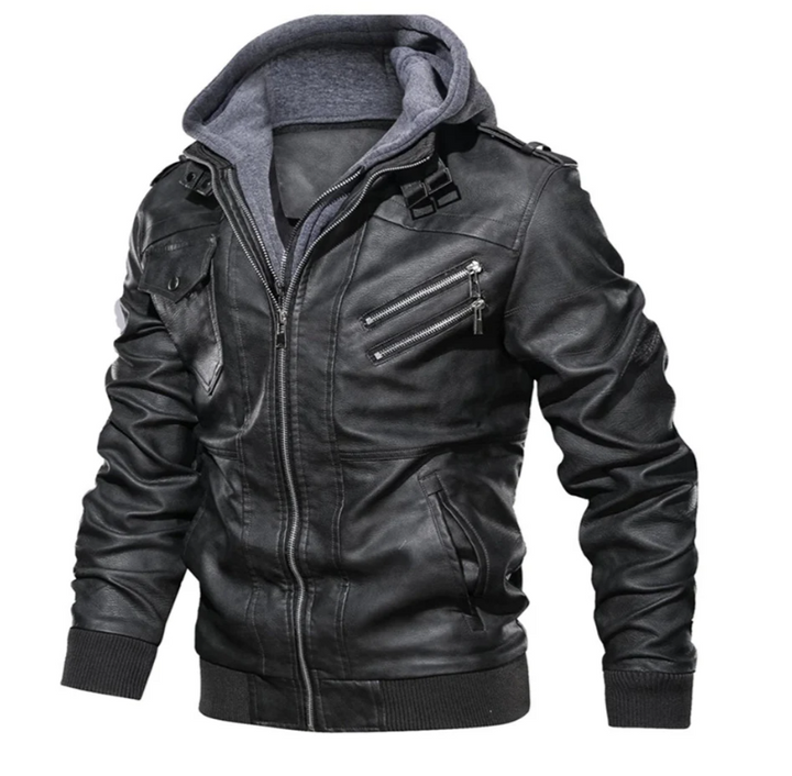 Levoire | Veste En Cuir Avec Capuche Pour Hommes