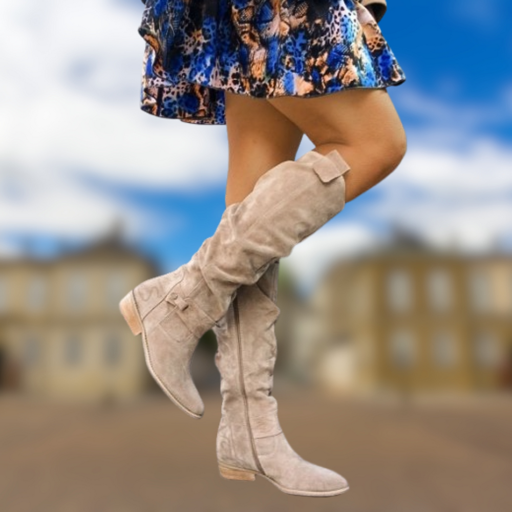 Levoire | Bottes hautes d'automne effet suédé Beige