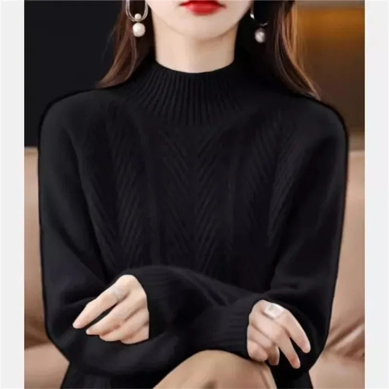 Levoire | Kashmir Pull Femme Col Montant Élégant Et Chaud Pull Noir