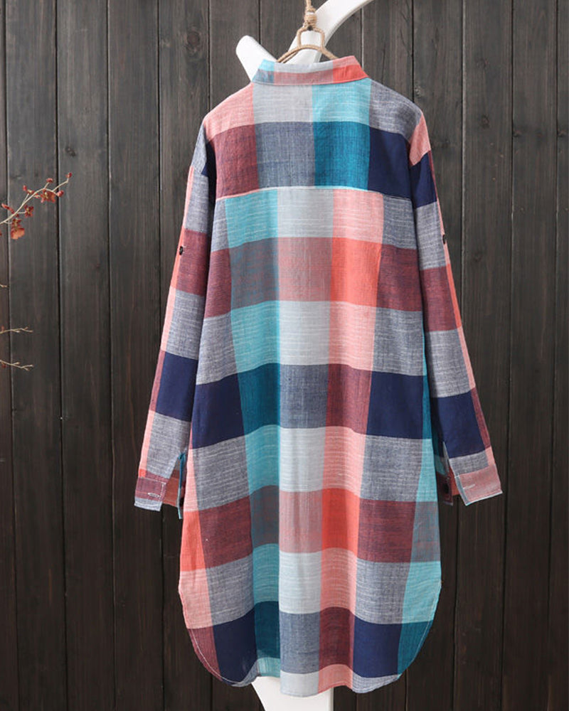 Levoire | Élégant Décontracté longue Chemise à carreaux