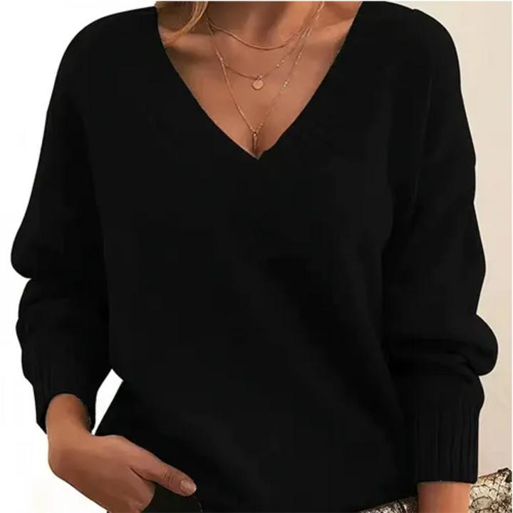 Levoire | Pull V à col en V pour femmes Noir