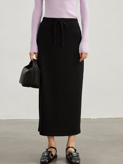 Jupe en Maille Laineuse avec Détail Lacé