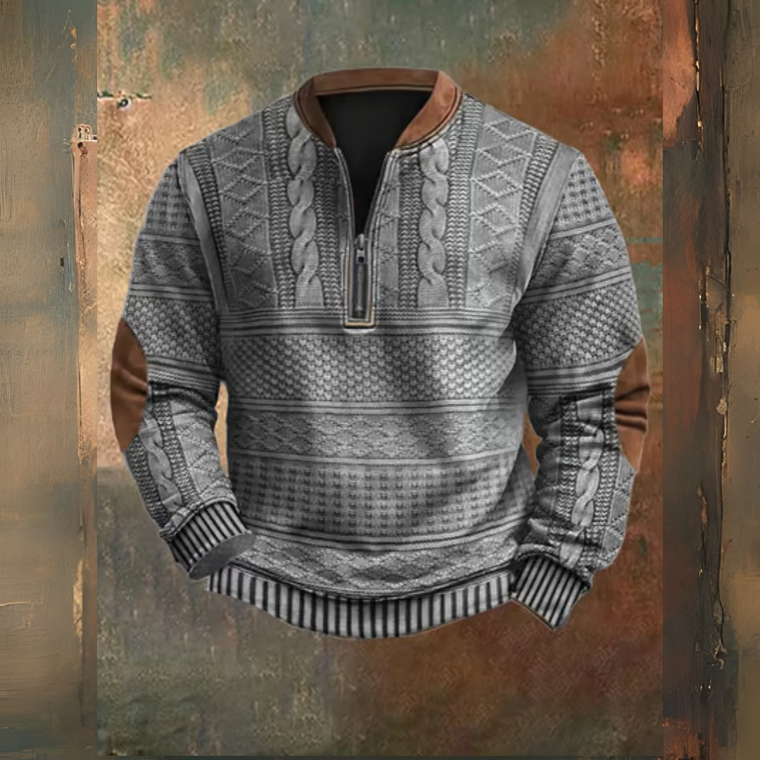 Levoire | Pull En Maille Vintage Avec Fermeture Éclair Gris