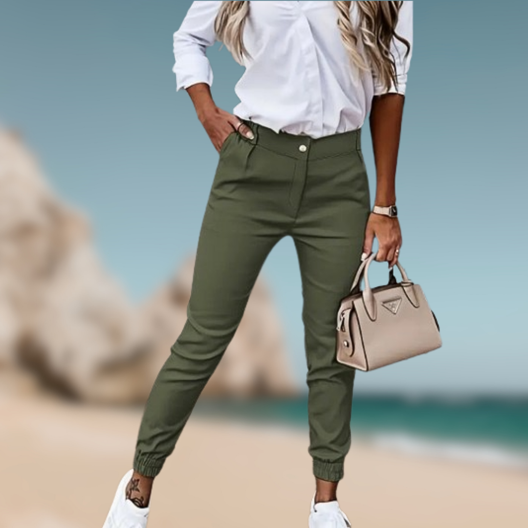 Levoire | Pantalons décontractés pour femmes Vert Foncé