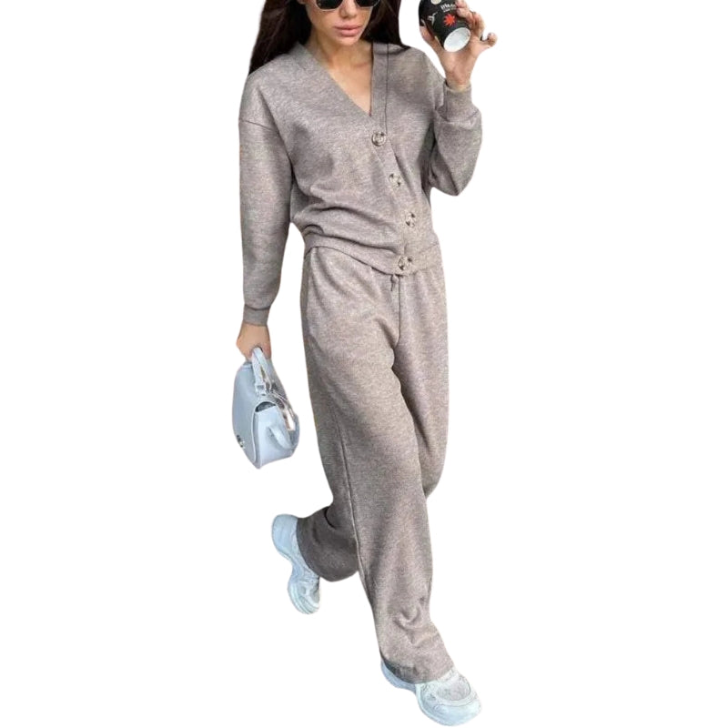 Levoire | Ensemble À Deux Pièces Avec Un Pull En Tricot À Manches Longues Et Un Pantalon Avec Réglage À Cordon Gris