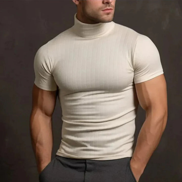 Levoire | T-Shirt Décontracté Avec Col Roulé À Manches Courtes Crème