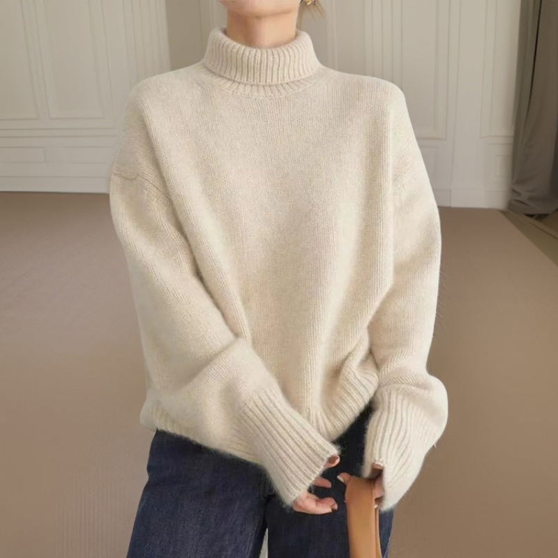 Levoire | Pull À Col Roulé Pour Femmes À Manches Longues Beige