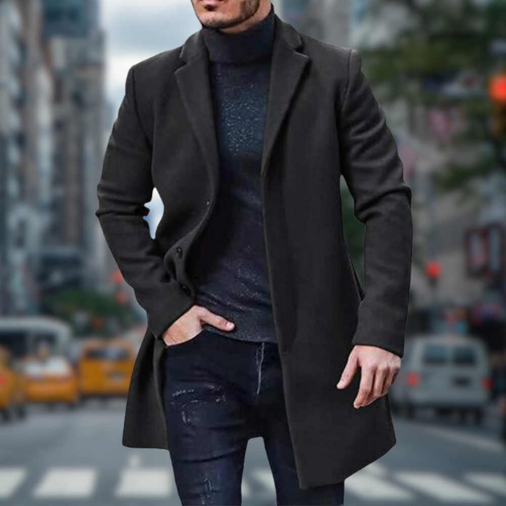 Levoire | Manteau Long Confortable Pour Hommes Noir