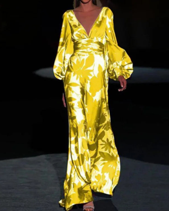 Levoire | Robe pour femmes élégante et confortable robe d'été à décolleté en V pour femmes Jaune