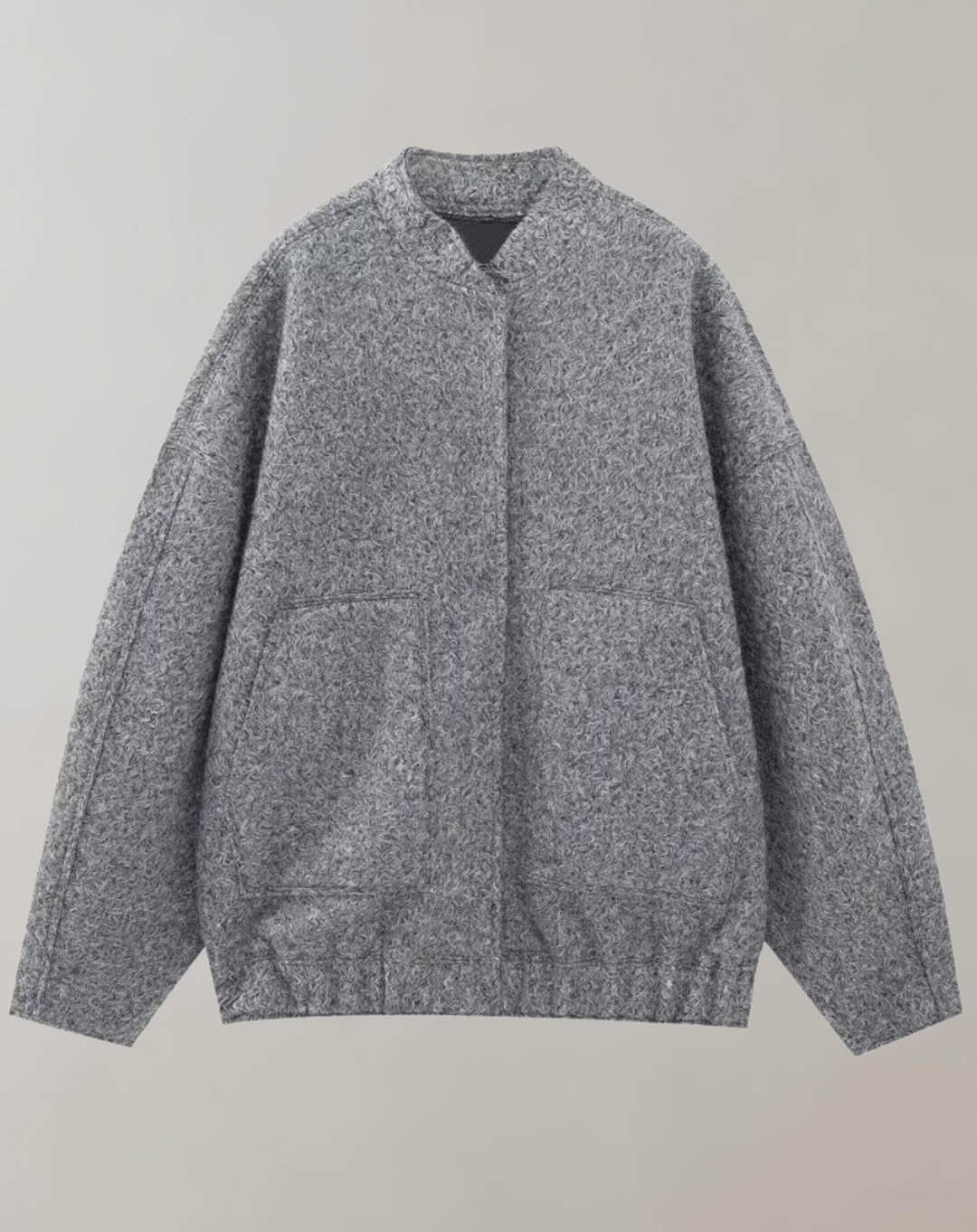 Levoire | Veste Bomber Surdimensionnée À Manches Longues Avec Fermeture À Boutons Gris