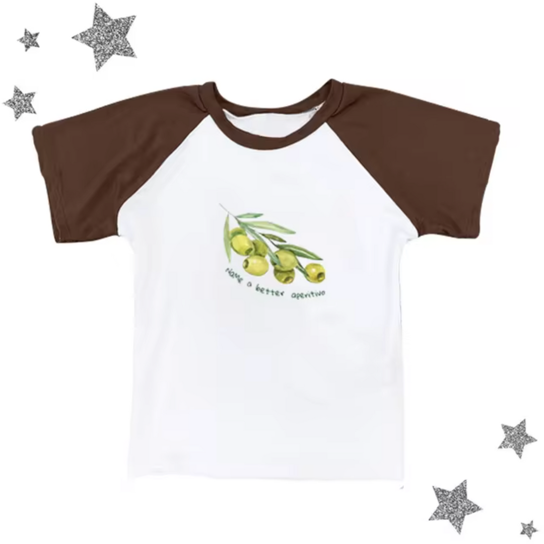 Levoire | Tops Avec Motifs D'Olives Blanc - manches marron