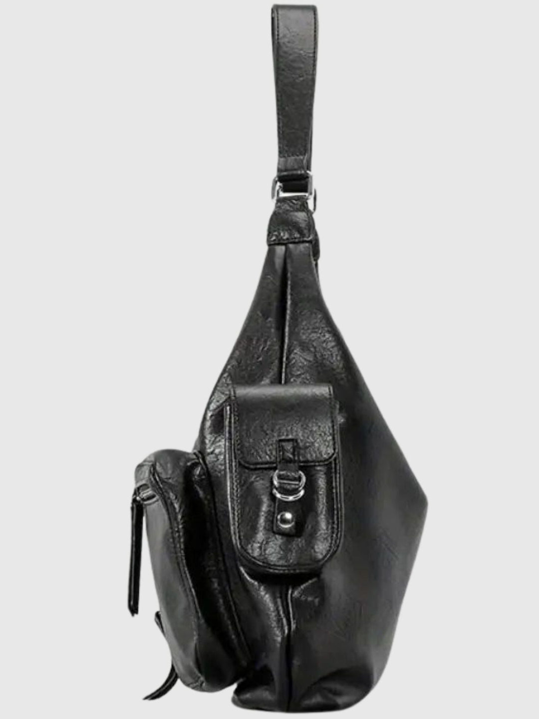 Levoire | Sac À Épaule Noir Avec Poches Latérales
