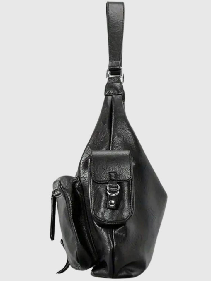 Levoire | Sac À Épaule Noir Avec Poches Latérales