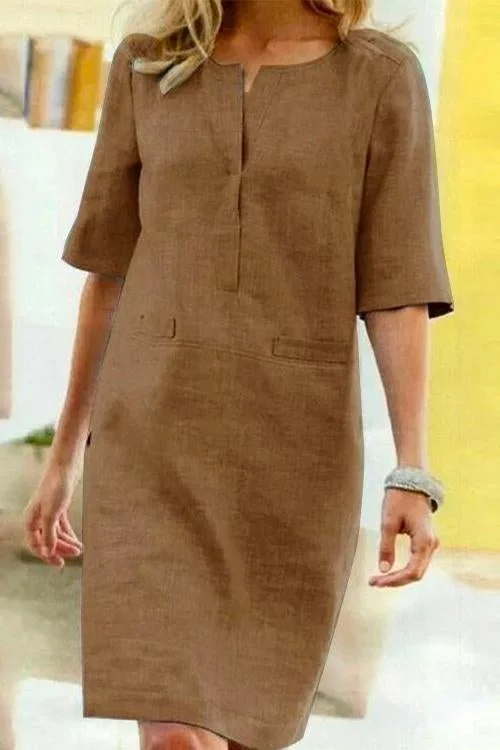 Levoire | Robe droite à manches courtes Marron