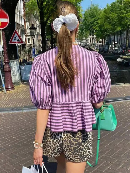 Levoire | Blouse à lacets rayée tendance