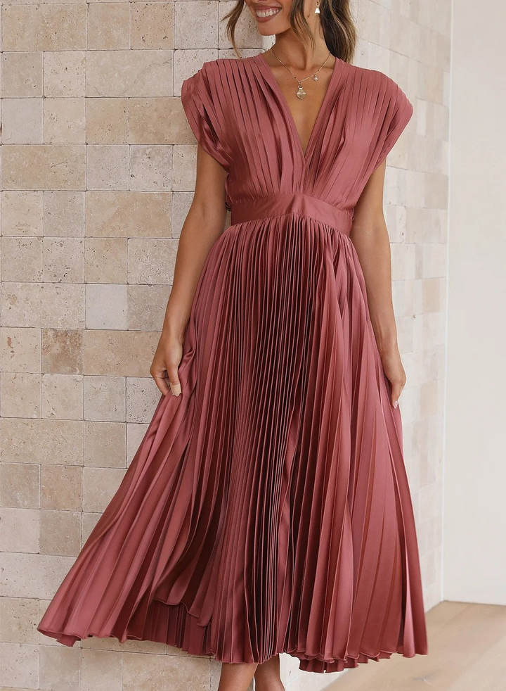 Levoire | Robe Maxi Femme Robe Élegante Flowy Avec Décolleté En V Chocolat