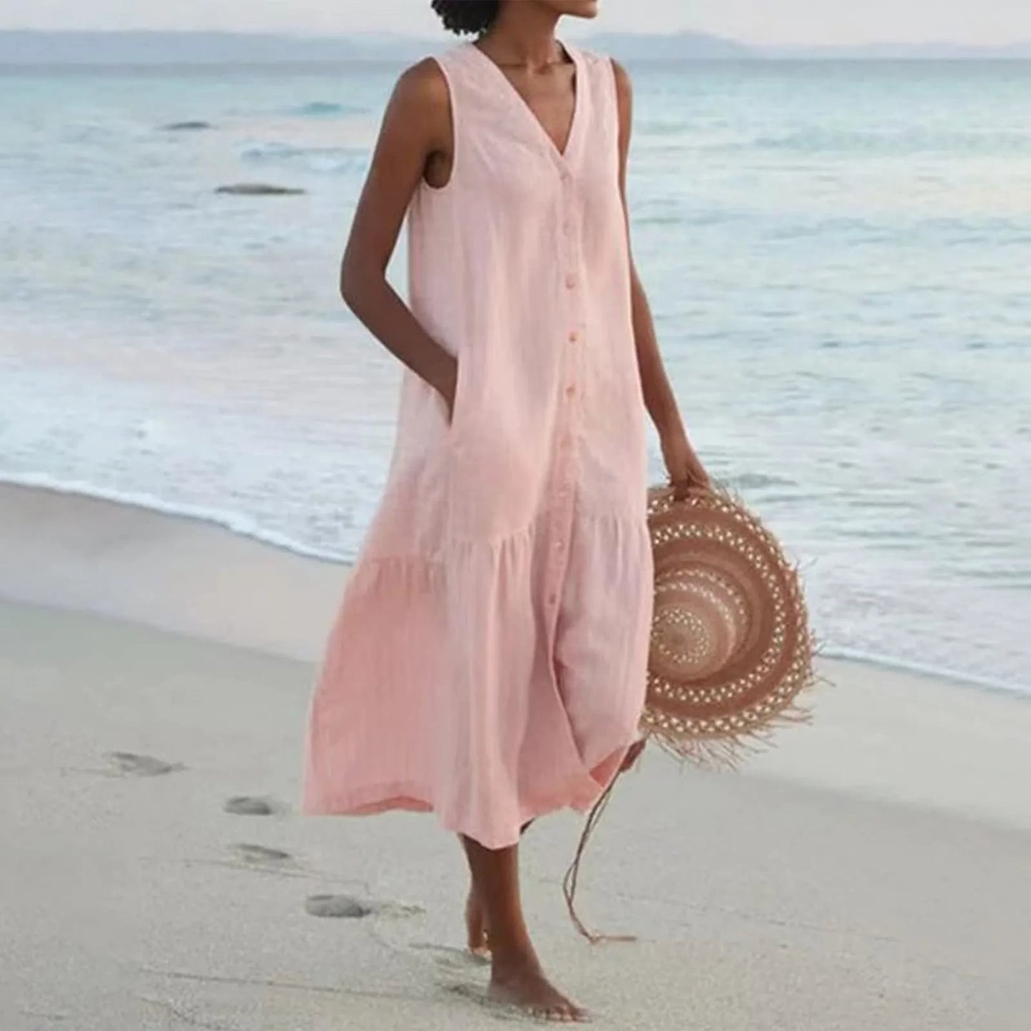 Levoire | Robe D'Été Avec Décolleté En V Pour Femmes Rosa