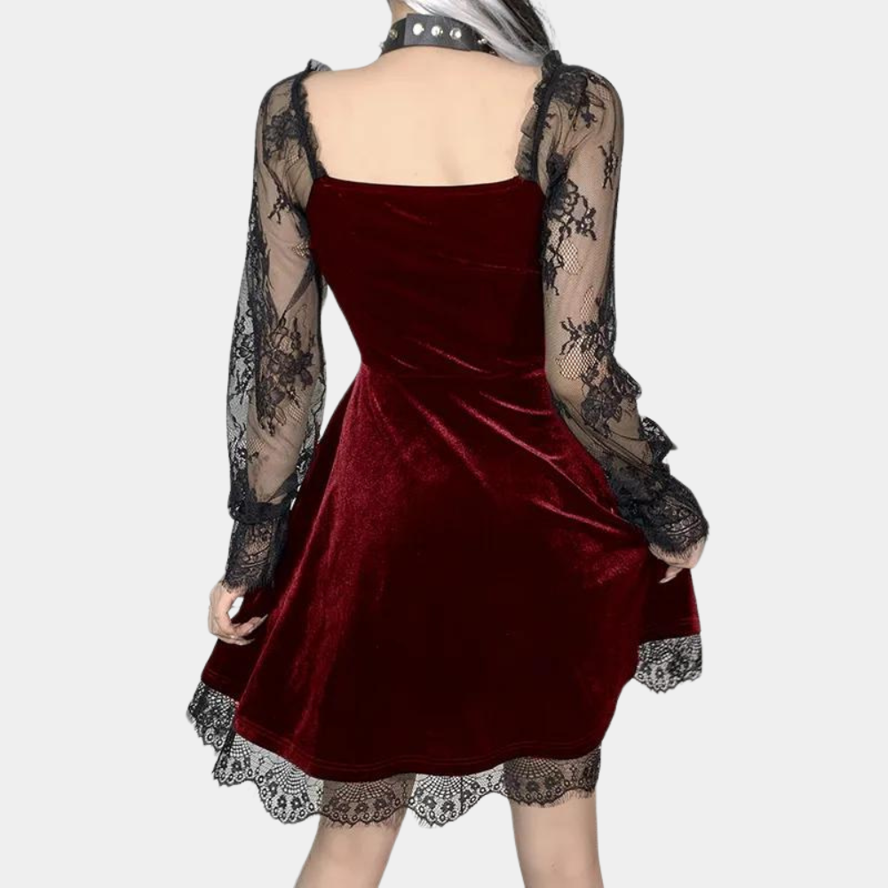 Levoire | Robe Mini Élégante pour Femme avec Dentelle et Manches Longues
