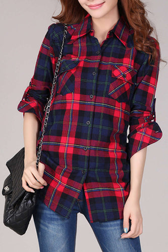 Levoire | Chemise midi à manches longues à carreaux et à motifs écossais