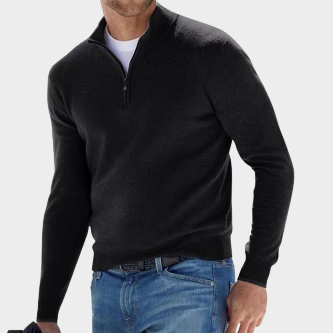 Levoire | Pull À Col Zippé Stylé Noir