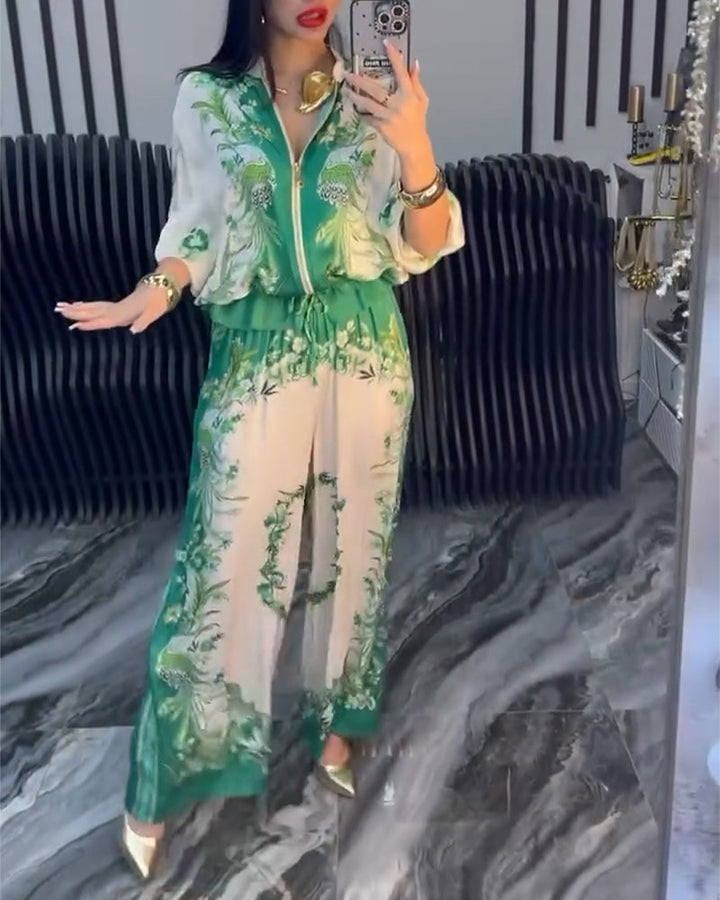 Levoire | Pantalon De Costume Tempérament Col Roulé Zippé Vert